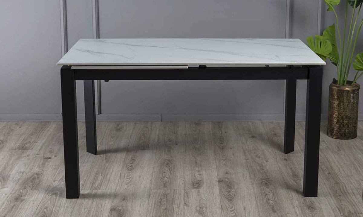 Стіл ЛАРС білий мат 1400/2000×750 чорні ноги