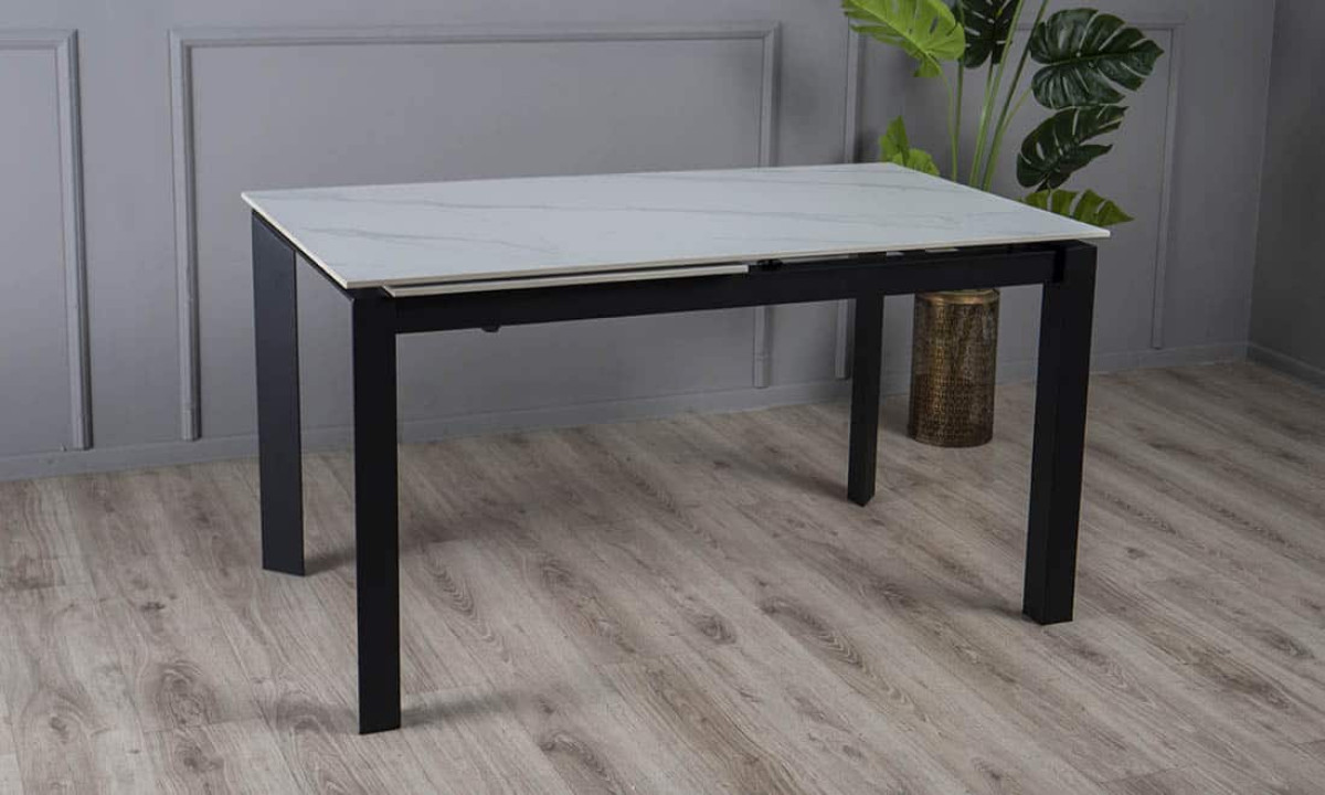 Стіл ЛАРС білий мат 1400/2000×750 чорні ноги