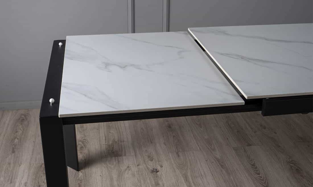 Стіл ЛАРС білий мат 1400/2000×750 чорні ноги