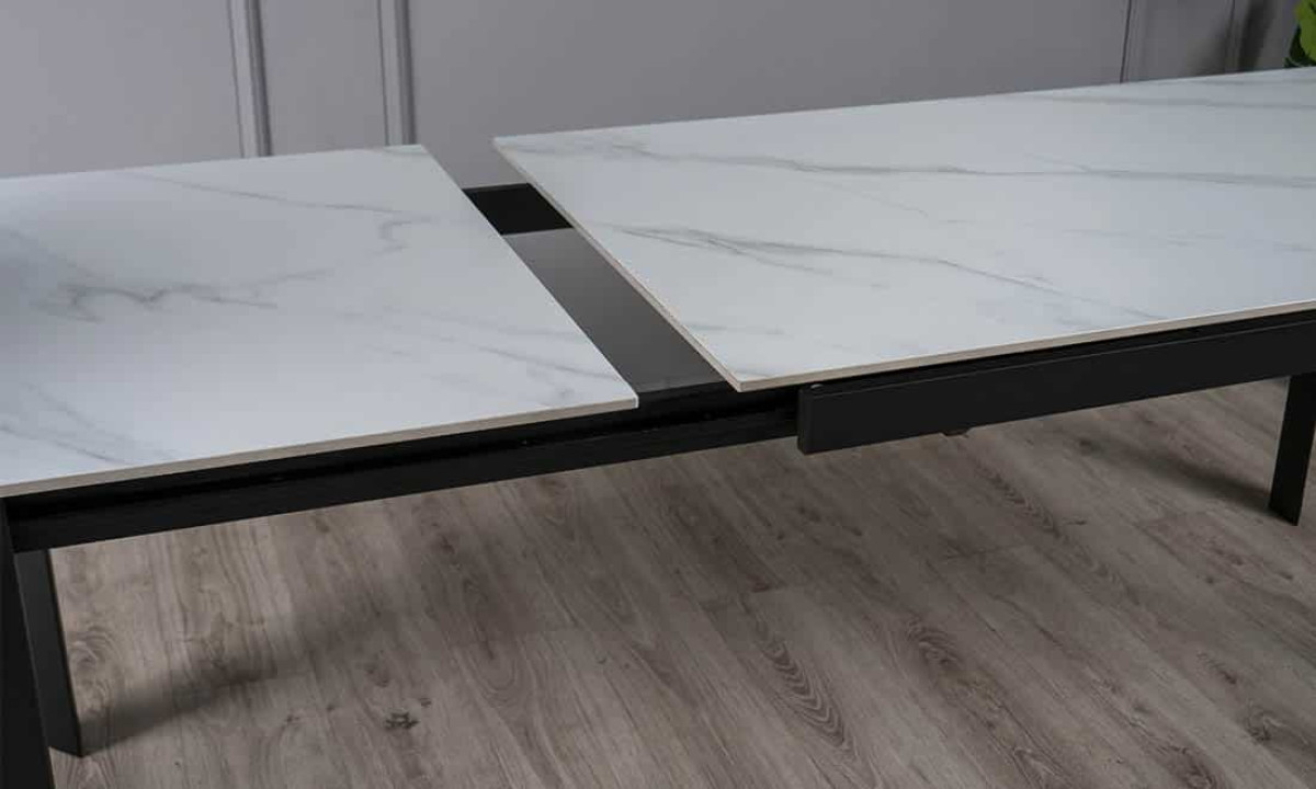 Стіл ЛАРС білий мат 1400/2000×750 чорні ноги