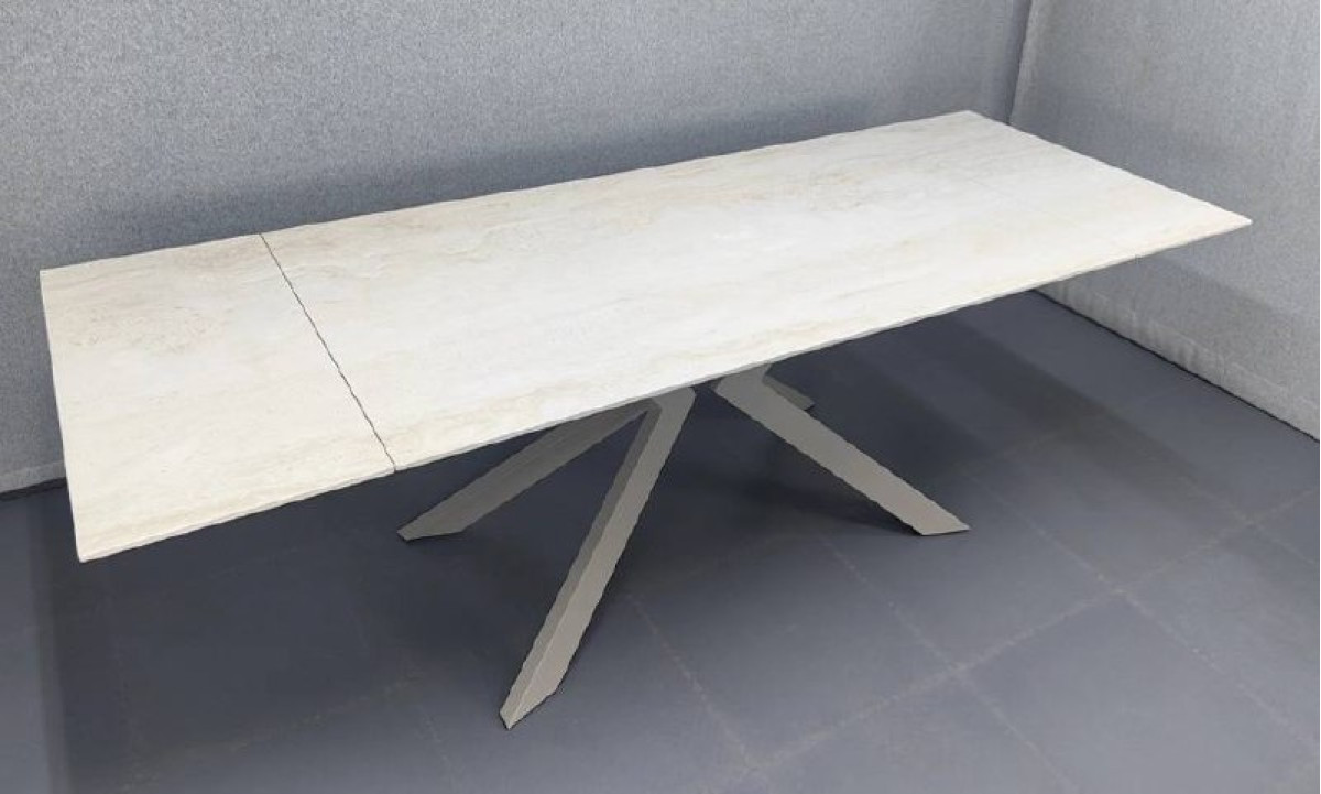 Стіл МОНАКО травертин матовий 1600/2400×750 ноги тауп