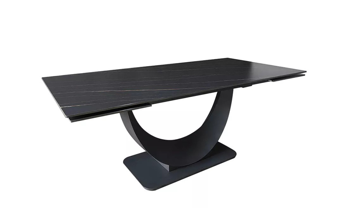 Стіл МУН чорний мат 1800/2600x750 чорна нога