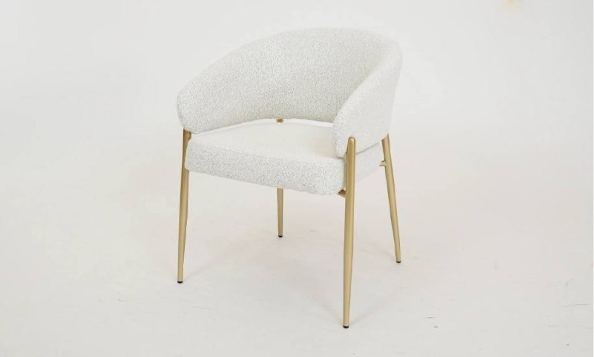 Стілець Мальта тканина молочна метал золоті ніжки