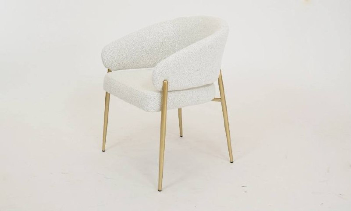 Стілець Мальта тканина молочна метал золоті ніжки