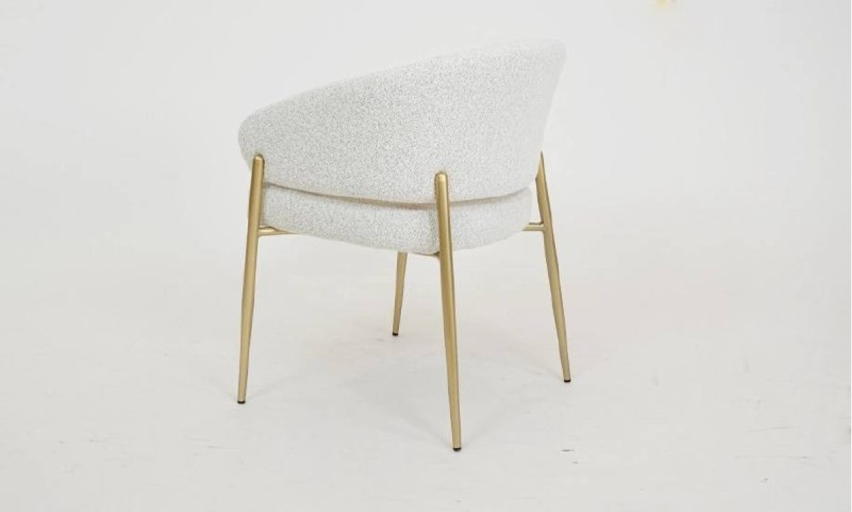 Стілець Мальта тканина молочна метал золоті ніжки