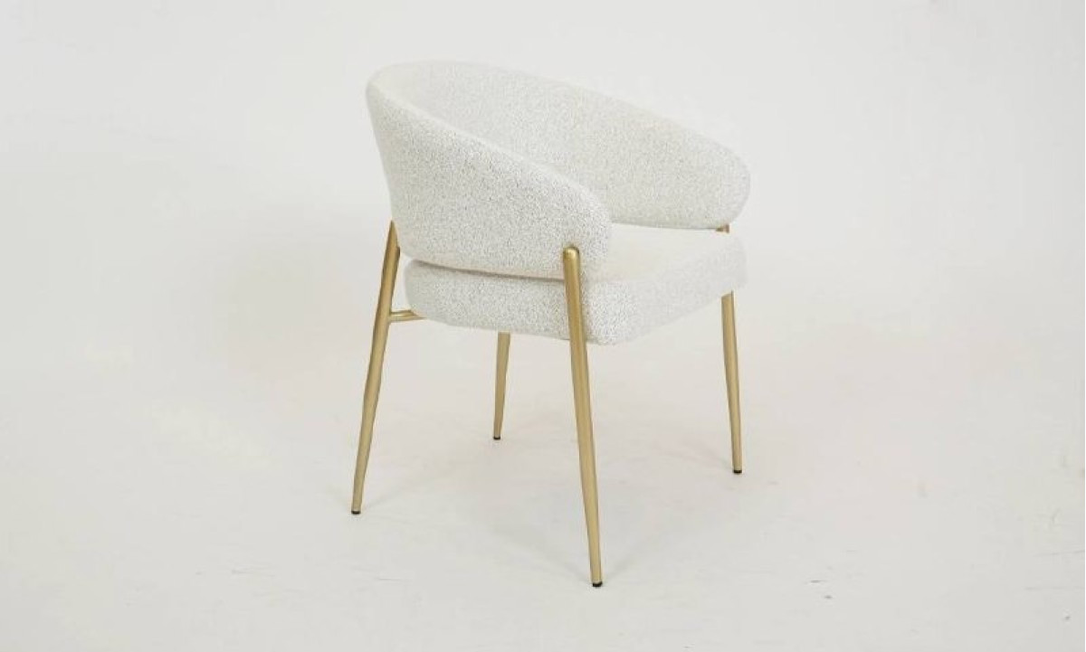 Стілець Мальта тканина молочна метал золоті ніжки