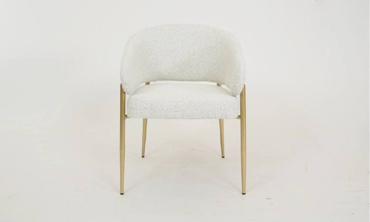 Стілець Мальта тканина молочна метал золоті ніжки