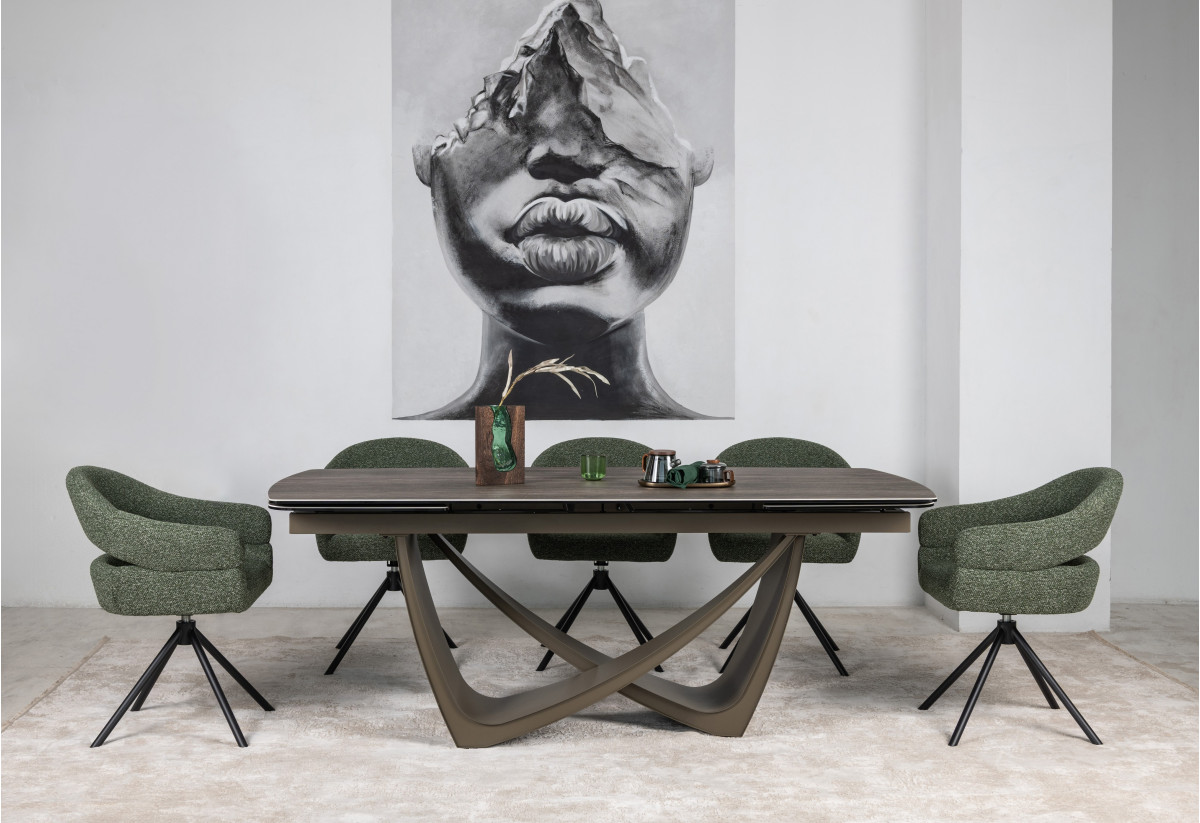 Керамічний стіл Беатріче TML-994 неро зебрано + коричневий