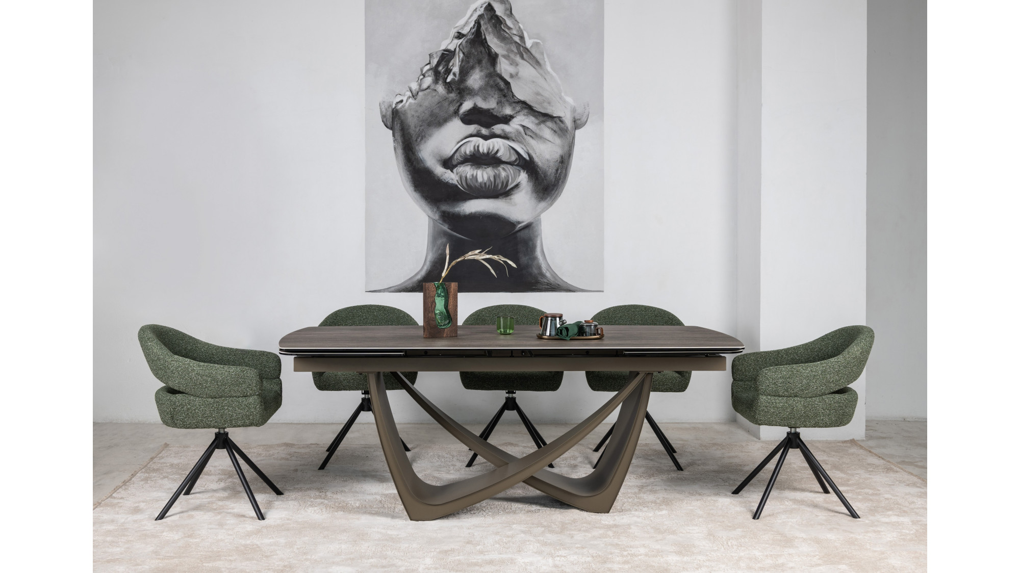 Керамічний стіл Беатріче TML-994 неро зебрано + коричневий