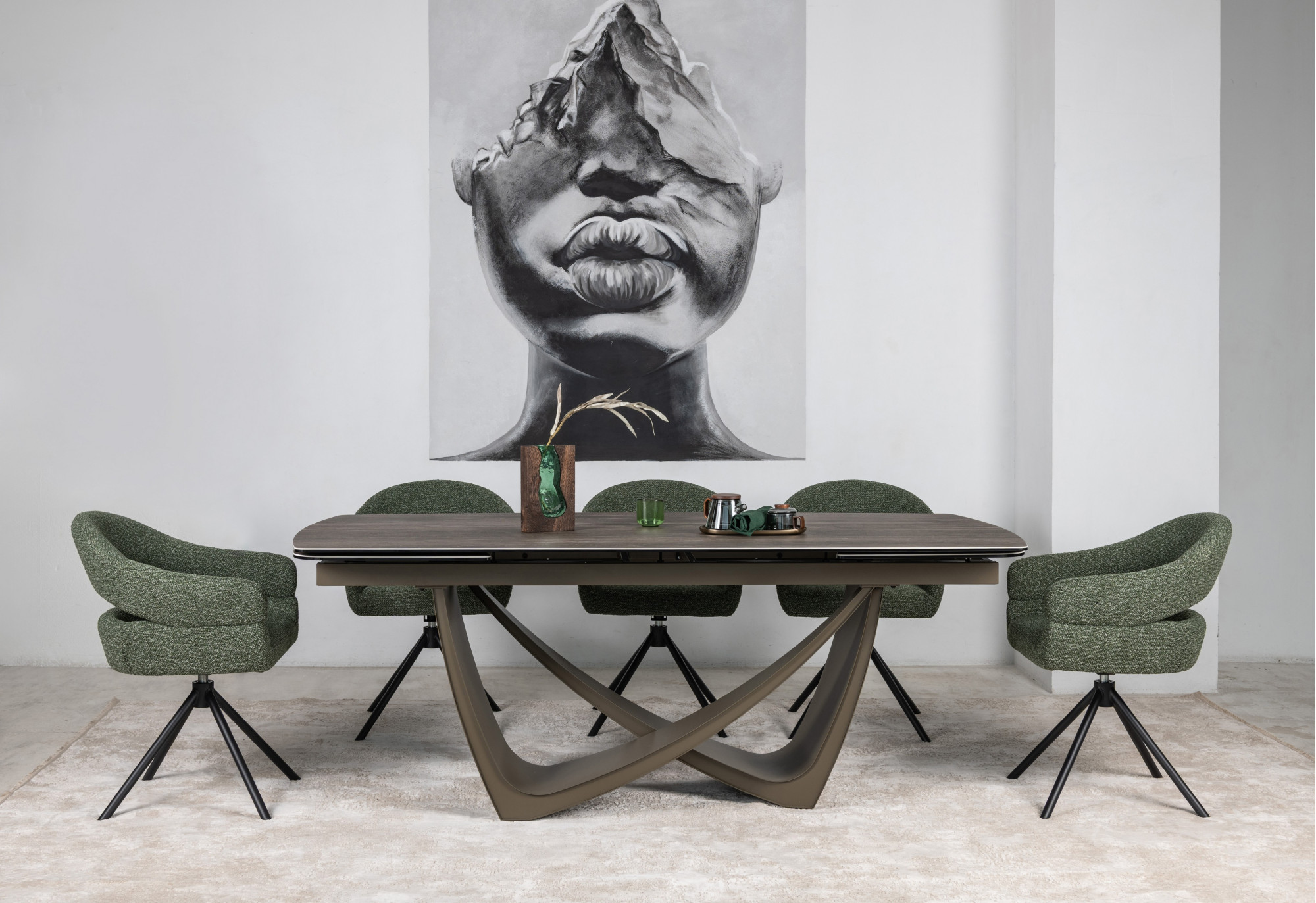 Керамічний стіл Беатріче TML-994 неро зебрано + коричневий