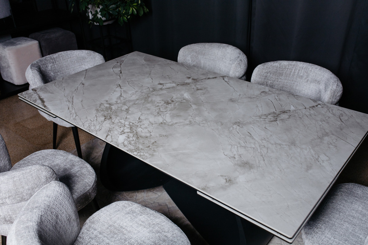  Комплект Керамічний стіл Орфео та Стілець M-215 устричний + чорний 