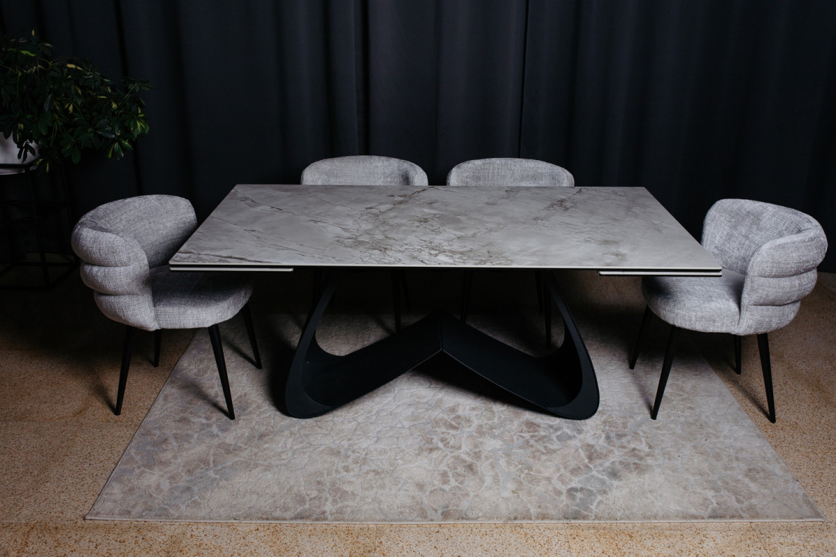  Комплект Керамічний стіл Орфео та Стілець M-215 устричний + чорний 