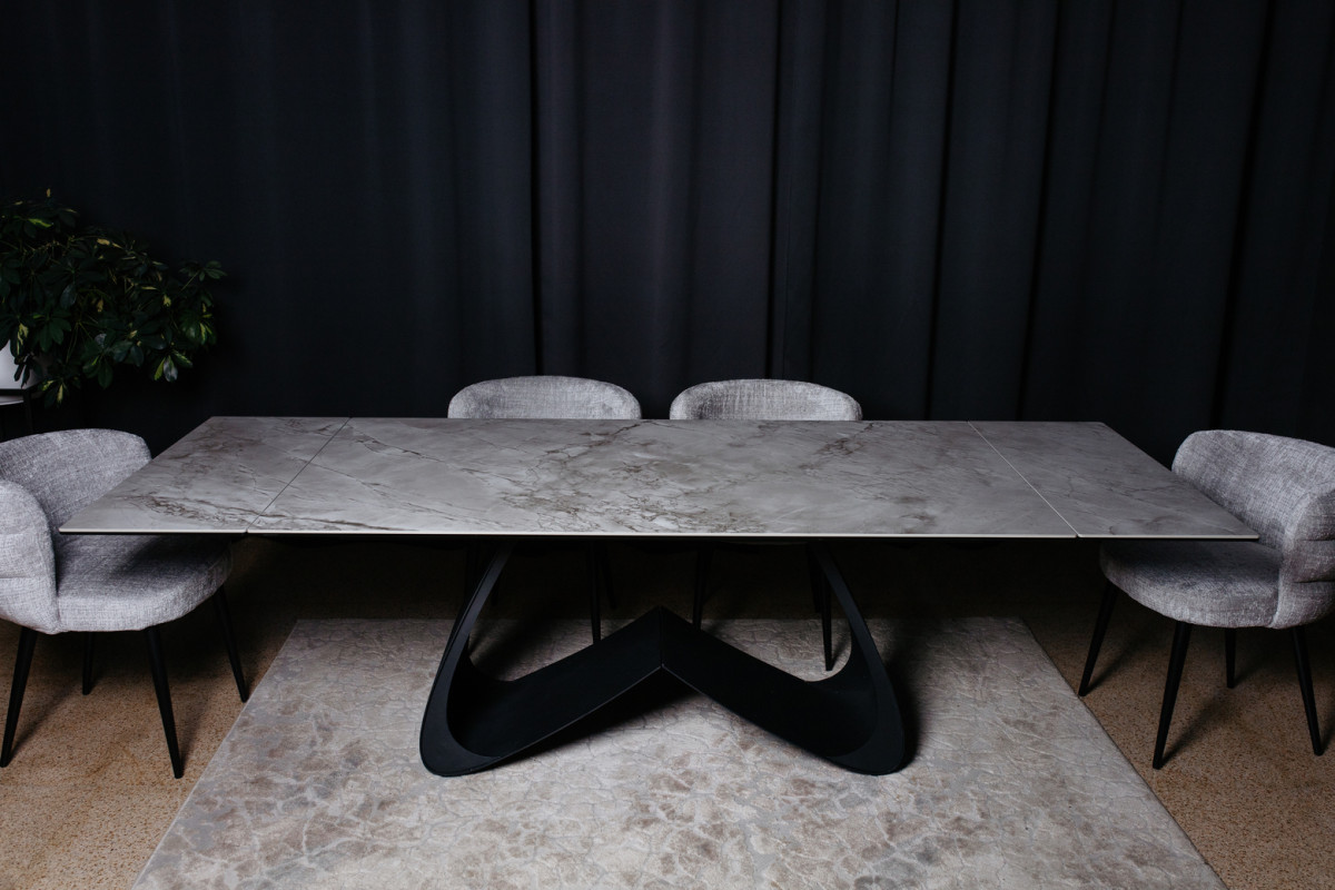  Комплект Керамічний стіл Орфео та Стілець M-215 устричний + чорний 