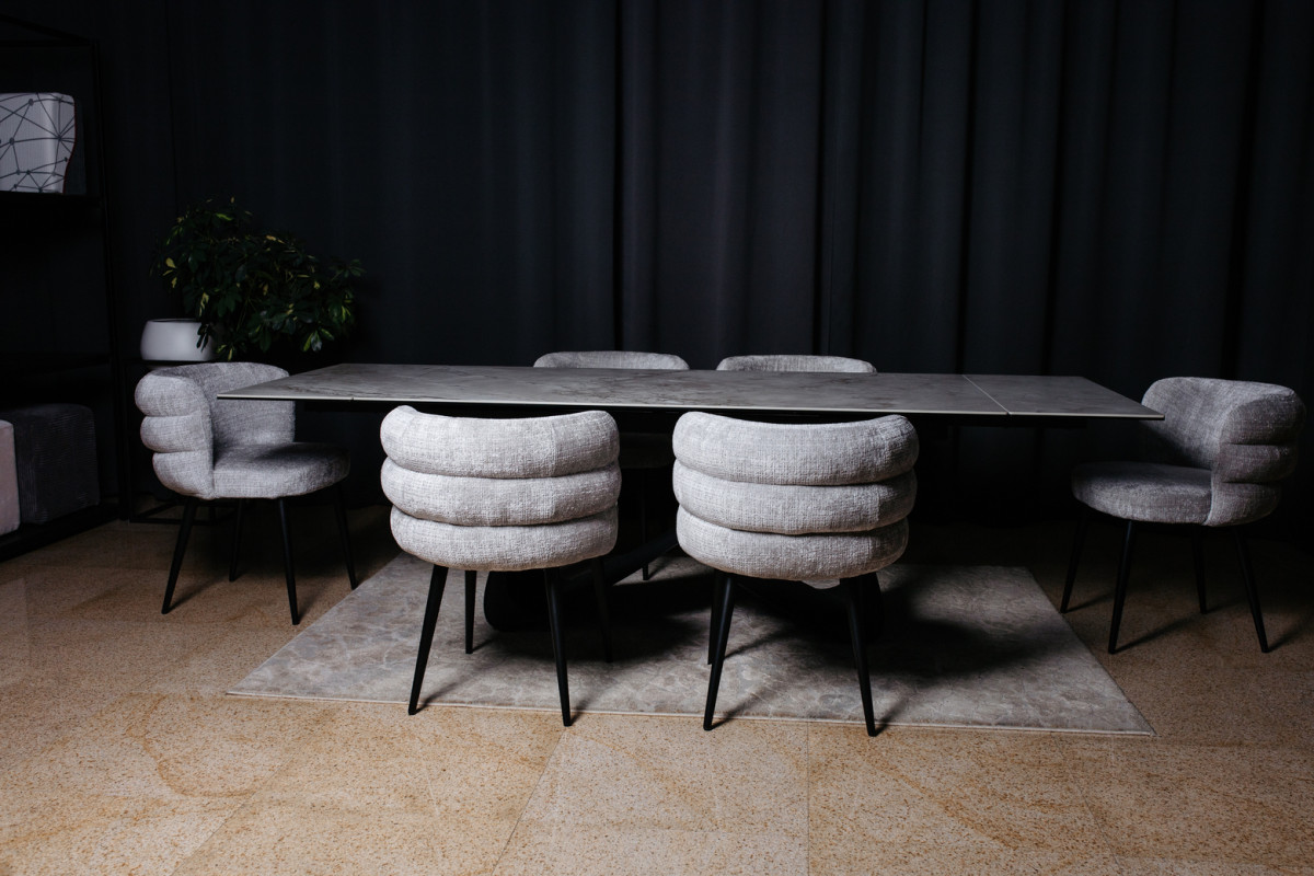  Комплект Керамічний стіл Орфео та Стілець M-215 устричний + чорний 